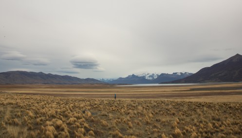 Frank con el glaciar Perito Moreno al fondo.