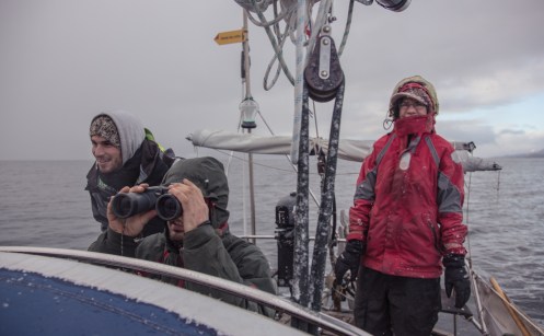 Entre la tormenta de nieve divisamos al fondo lo que en Ushuaia llaman "El Faro del Fin del Mundo"