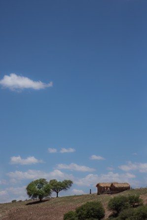 Casas rurales construidas en adobe que dominan el paisaje rural de Bolivia
