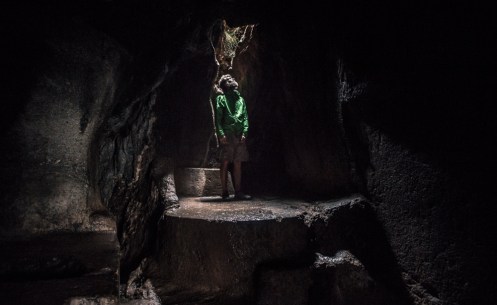El Templo de la Luna es un lugar sagrado en el que la luz de la luna penetraba por el agujero superior. Federico dice que solo ve nubes.