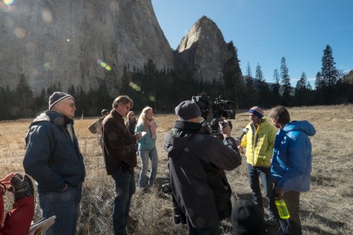 Tommy Caldwel y Kevin Jorgeson atienden a la prensa tras 19 días de escalada.