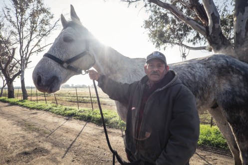Preguntamos en cuatro casas si podiamos montar nuestra casa de tela en el jardín, al final al quinto intento un hombre nos dice que si, Juan.